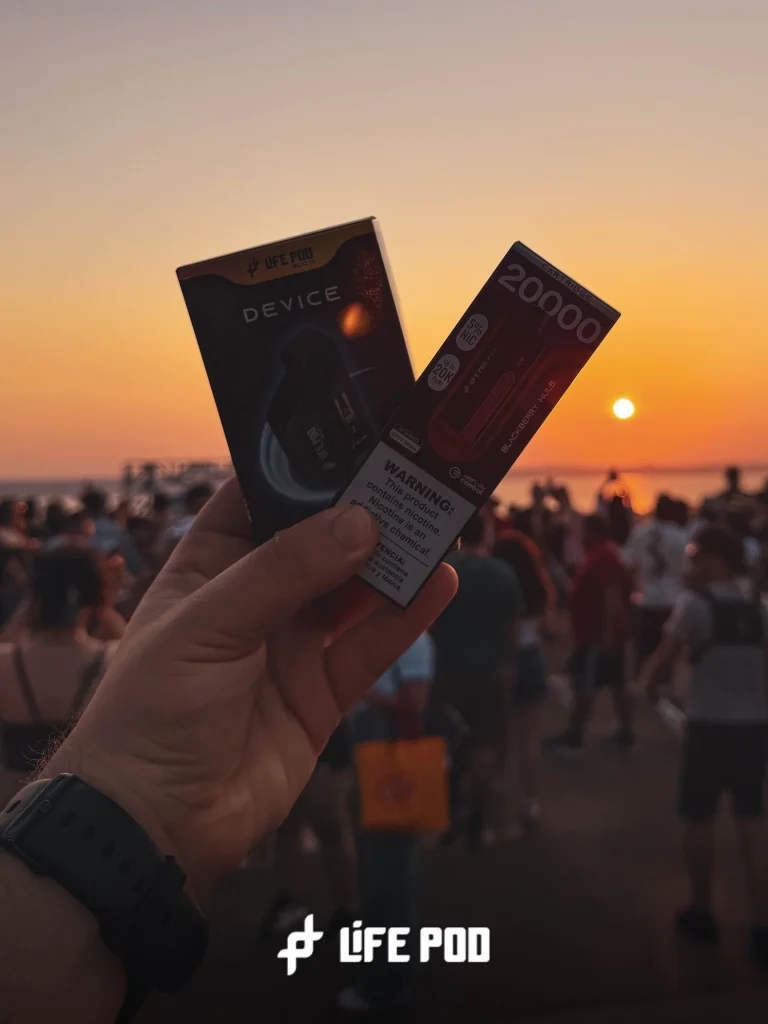 Life Pod devices held up against the sunset at Reciclarte 2026